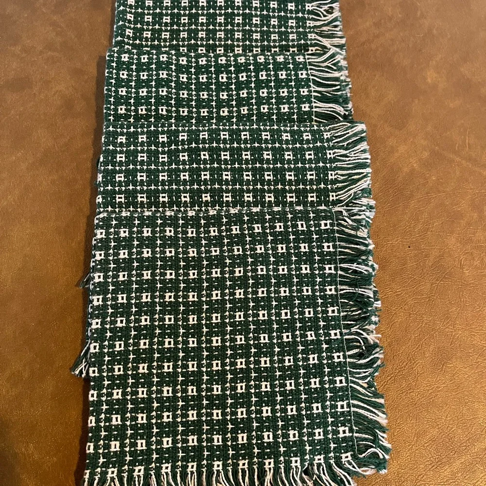 Heritage Woven Homespun Napkins Evergreen and White Set of Four